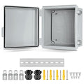 Waterproof Electrical Junction Box, IP67 Plastic Weatherproof Electrical Enclosure with Mounting Plate, Wall Brackets, for WiFi Electronics Project (13"×13"×5")