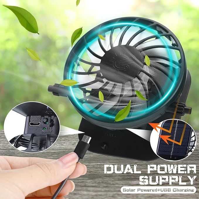 Berlune Men Sun Hat with 2 Solar Fans Wide Brim Outdoor Fishing Hat USB & Solar Powered for Sun Protection Camping Hiking