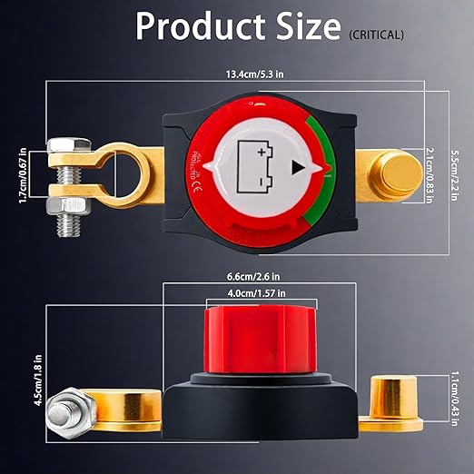 2025 New Top Post Battery Disconnect Switch,12-48V Car Battery Kill Switch,Suitable for 17-18 mm terminals,Battery Disconnect Switches are Mainly Used in Automobiles, Rvs, Boats, Solar Panels