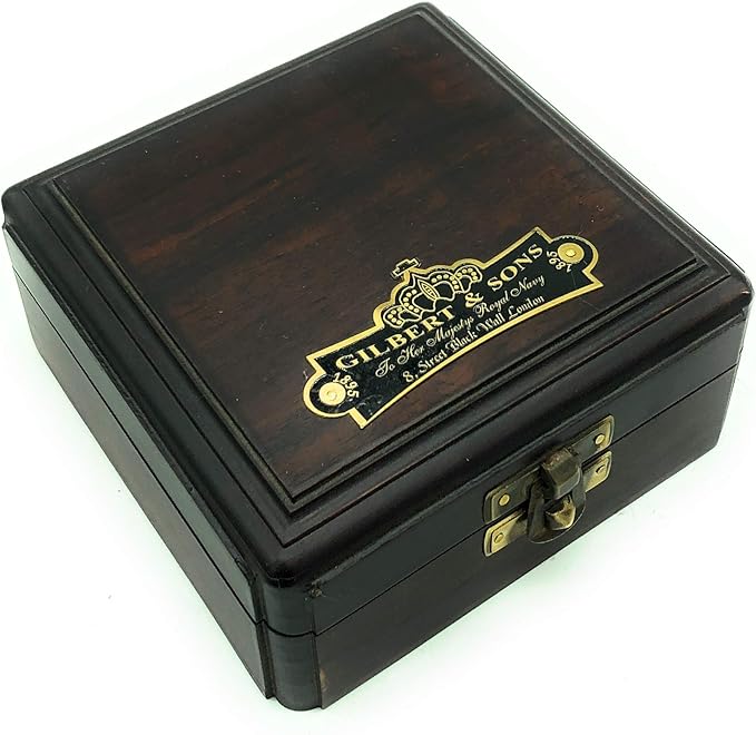 Antique Brass & Copper Sundial Compass – A Unique Gift of Elegance with Sundial Clock, Ship Replica Watch, and Presentation Box