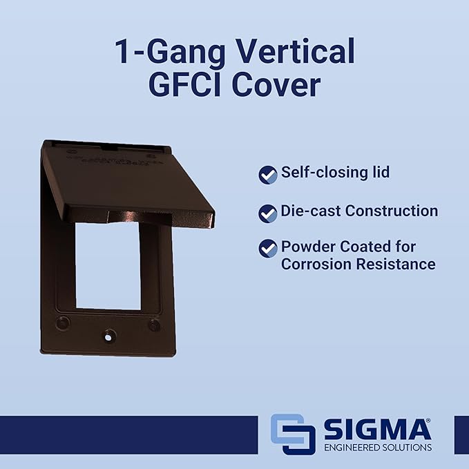 Sigma Engineered Solutions Weatherproof 14248BR 1-Gang Vertical GFCI Cover, Bronze