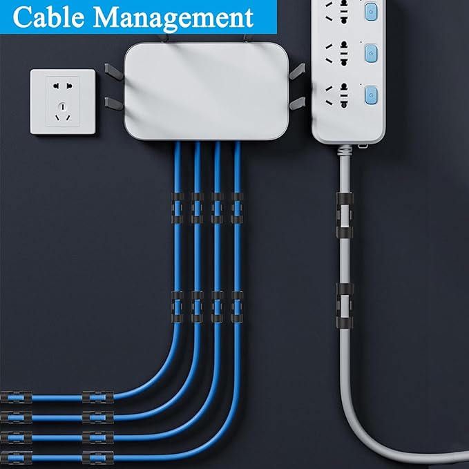 40 PCS Cable Clips Black (Small & Large),Adhesive Cable Clips for Wall,Finisher Wire Clamp for TV PC Laptop,Cable Management Clips Outdoor Light Clips