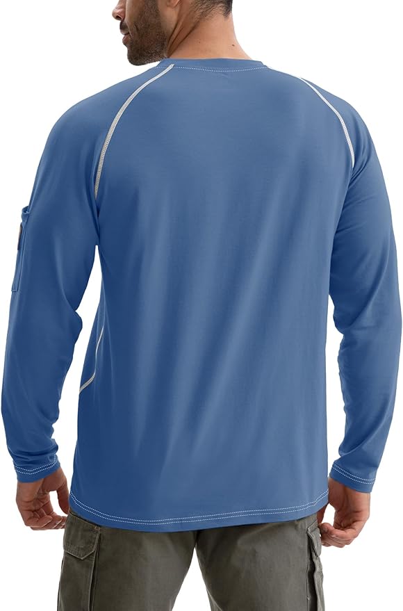 WORKWEYA FR Shirts for Men 6OZ Light Weight Welding Shirts Thumb Hole Stretch Breathable NFPA2112 CAT2 for Summer