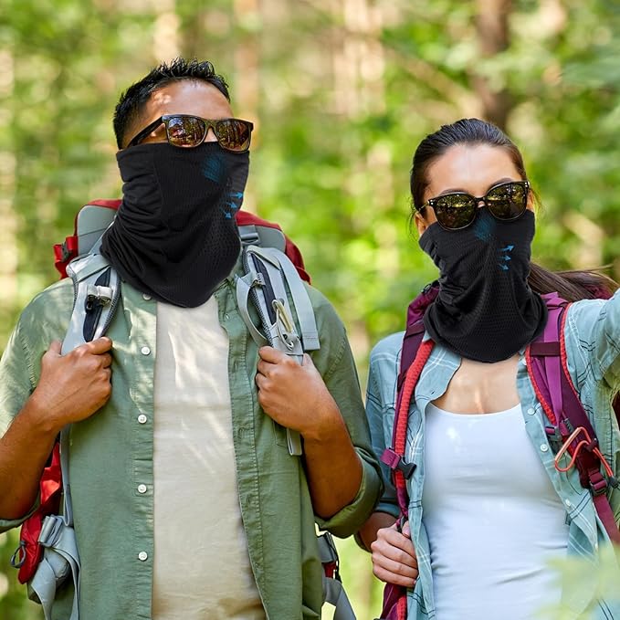 Geyoga Adjustable Cooling Neck Gaiter Breathable Summer Face Mask with Mesh Holes Strap UV Protection Neck Cover for Men
