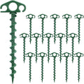 Tent Stakes Ground Anchors Screw in, 16 Pack Sand Stakes for Beach 9.4 Inch Heavy Duty Spiral Tent Pegs for Camping, Party, Hiking, Outdoor Decoration (16, Green)
