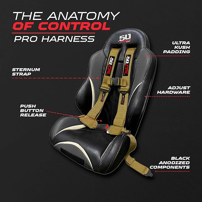 1pc 4 Point Harness for Bucket Seat Push Release 10 Color Harnesses Racing Harness 4 point Race Car UTV, RZR (Gold, 3in)