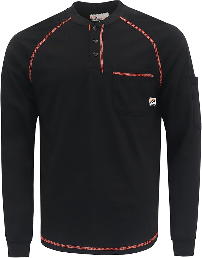 VATRENUS FR Shirts Henley 5.5oz 100% Cotton Flame Resistant Long Sleeve T-Shirts