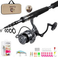 Telescopic Fishing Rod and Reel Combo-IM6 Carbon Fiber Collapsible Rod with Spinning Reel -CNC Spool, Waterproof - All-in-One Starter Kit with Tackle Box, Lures & Bag for Freshwater/Saltwater