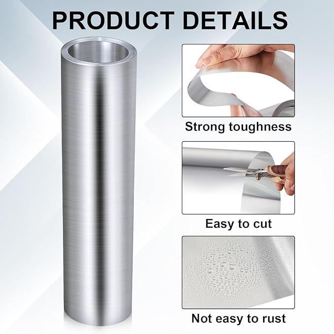 Therwen 1 Roll Aluminum Flashing Roll Metal Aluminum Roof Panels 0.2 mm Thickness Roof Flashing Strip for Sealing Windows Doors Siding Backyard Stains Moss and Mildew Prevention (20"x 10')