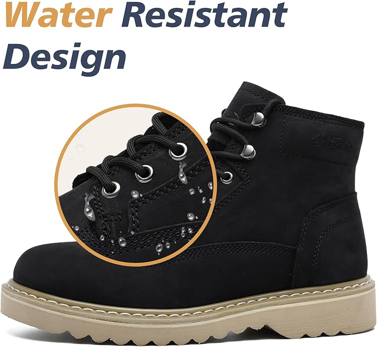 Side Zipper Soft Toe Work Boots for Men 6" with Welt Construction, Lightweight Utility Nubuck Leather Shoes, Featuring Speed Hooks, Slip & Water Resistant Mens Ankle Workboots