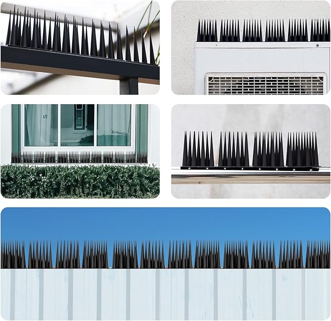 OFFO Bird Spikes Pigeon Outdoor Spikes for Cat Keep Birds Raccoon Woodpecker Away Covers 40 Feet(12.2m), Black