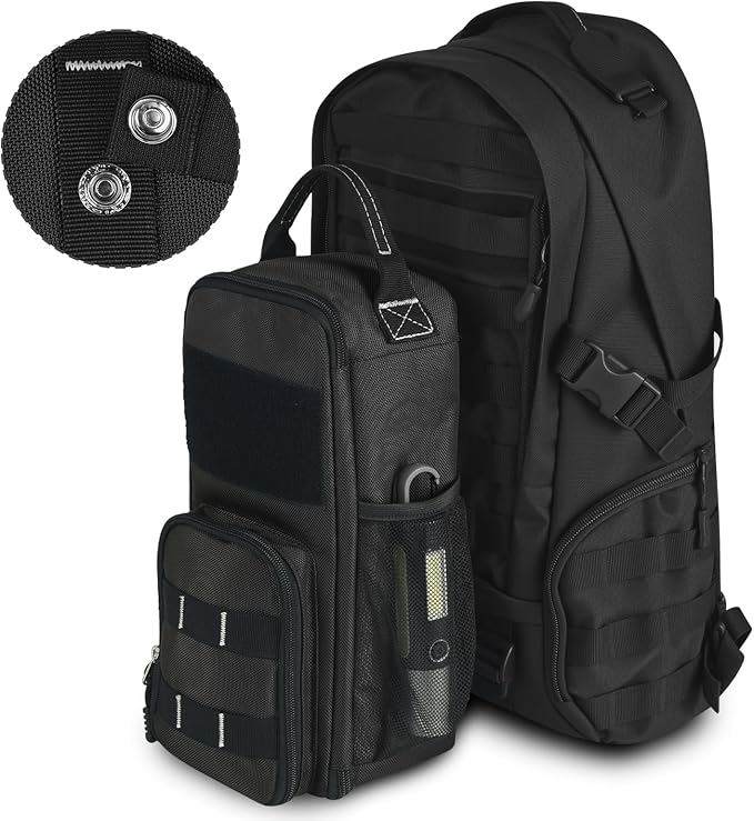 LAKE OF FIRE 12.6" Small Tool Bag Pouch for Men with Multiple Pockets, Waterproof Heavy Duty Tool Bag Organizer with Zipper and Portable Handle (Black)