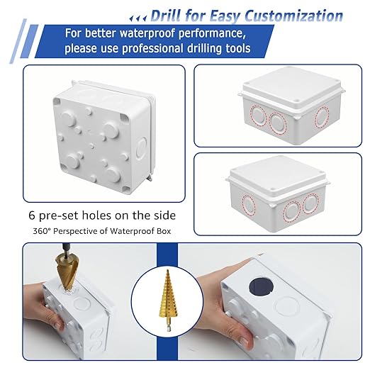 NineLeaf Junction Box, ABS Plastic Box IP65 Waterproof Outdoor Dustproof Water Resistant Electronic Enclosure, External Size 3.9 x 3.9 x 2.8 inch(100x100x70mm),White