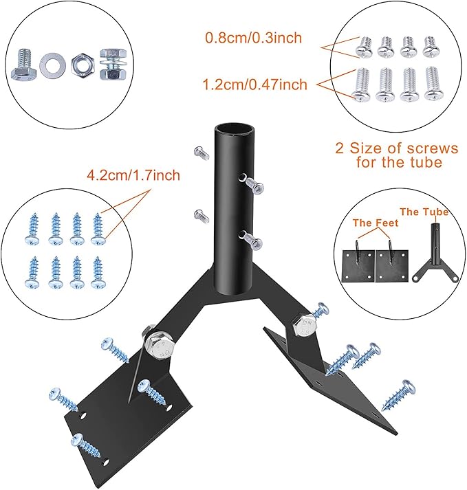 Garden Weathervane Steel Roof Mount with Hardware,Adjustable Weather Vanes Mount for Roofs