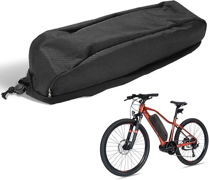 Ebike Battery Bag, Black Protective Cover Bicycle Li-ion Battery Protection Case Battery Waterproof Dustproof Anti Mud Scratches Rain Snow Liion Protective for Rectangular Batteries (Black)