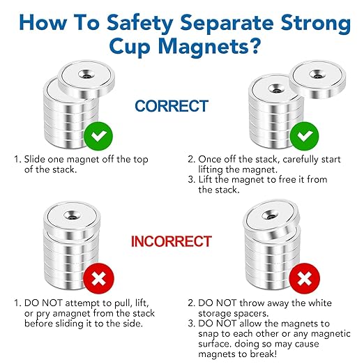 LOVIMAG 20lbs Strong Rare Earth Magnets, 60Pcs Neodymium Cup Magnets, Waterproof Pot Magnet with Countersunk and Screw Ideal for Tool Room,Science,Craft,Office - 0.63x0.19inch