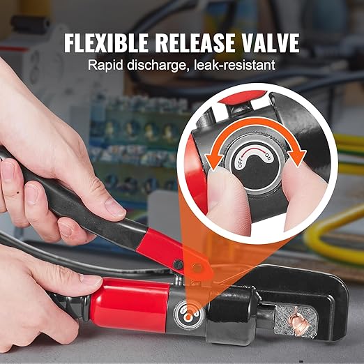 VEVOR Crimping Tool, AWG12-2/0 Copper And Aluminum Terminal Battery Lug Hydraulic Crimper, with a Cutting Pliers, Gloves, 5pcs Copper Ring Connectors, 8 x Heat Shrink Sleeves and a Blow Moulded Case