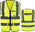 Reflective Security Safety Vests Heavy Duty with 7 Pockets and Front Zipper