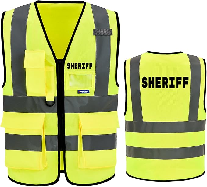 Reflective Security Safety Vests Heavy Duty with 7 Pockets and Front Zipper