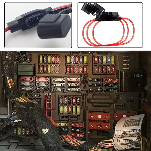 MuHize Mini ATM Fuse Tap Kit with 16 AWG Wiring - 120 Pcs 5A to 30A Fuses for Car RV Camper | Locking Holder Design