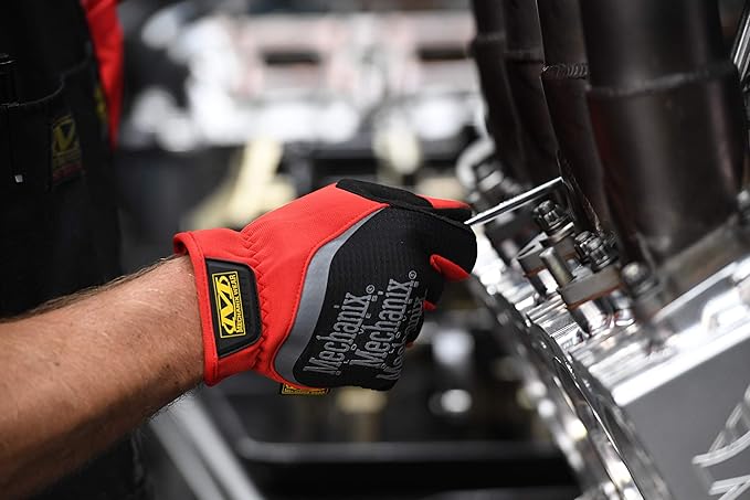 Mechanix Wear FastFit Work Gloves - Anti-Slip & Abrasion Resistant Heavy Duty Gloves - Touchscreen Compatible - Vibration Damping - Multipurpose Use - Small - Red
