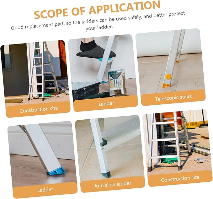 Angoily 4sets Ladder Feet Pads Ladder Leg Protective Covers Non-Slip Plastic Feet 4pcs*4