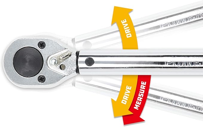 Powerbuilt 3/8-Inch Micrometer Torque Wrench, 5-80 Foot/Pounds and 0.7-11.2 Meter/Kilograms, Reversible Ratchet Clicks, Lockable - 644998
