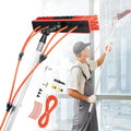 26Ft Long Water Fed Pole Brush Solar Panel Cleaning Brush Telescopic High Reach Window Cleaning Pole Aluminum Outdoor Window Cleaner Extendable Cleaner Tool for Window Glass/Solar Panel