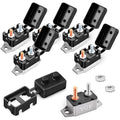 40 Amp Automatic Reset Circuit Breaker with Cover Stud Bolt, 6 Pieces 12V-24V DC for Automotive Marine Boat Car RV Truck Solar System and More, IP66 Waterproof (Black Cover)