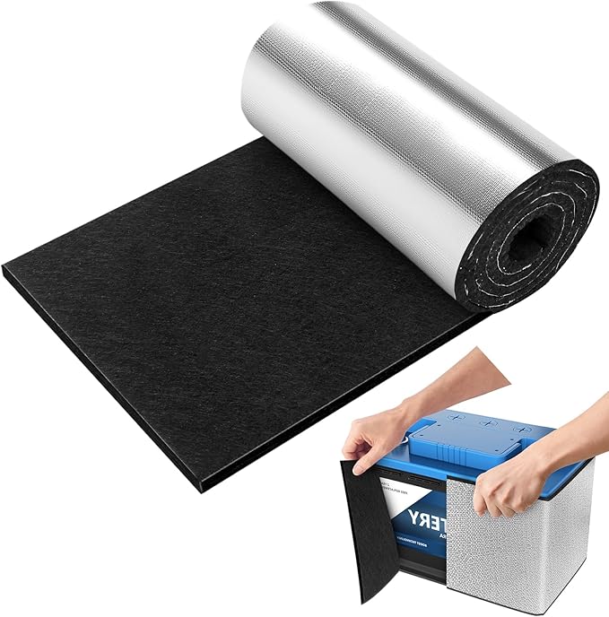 40"x7" Battery Insulation Kit, Universal Car Battery Insulation Blanket, Anti-Conductive Truck Battery Thermal Heat Shield Cover for Cold Weather Battery Protection (Thickness 5mm, 1PCS)