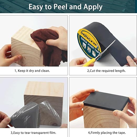 Joist Tape for Decking 2" x 50', 8 Rolls Butyl Deck Flashing Tape, Weather-Resistant and Waterproof, Self-Adhesive for Wood Joists, Decks, Beams, Roofs, RV Repairs