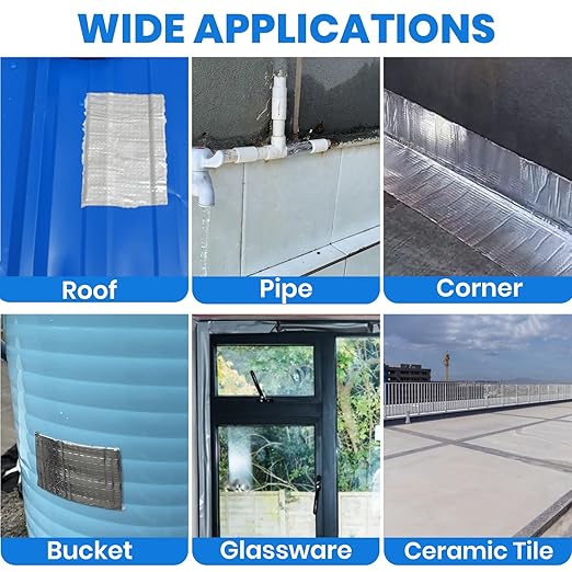 ADHES Butyl Tape Waterproof Tape, 2inch x 16feet Aluminum Foil Tape Butyl Sealant Tape for RV Repair, Window, Boat and Pipe Sealing, Glass & EDPM Rubber Roof Patching(Model:RA100-1,Glue Color:White)