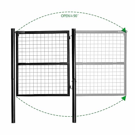 Wire Mesh Fence Gate, 59.06in (W) x 42.13in (H), Heavy-Duty Rustproof Outdoor Gate with Stable Insertion Posts, Ideal for Garden, Yard, Patio, Pet Containment - Easy Installation（Black）
