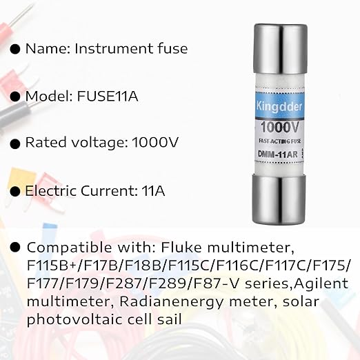 Kingdder Digital Multimeter Fuse Dmm-11A 11A 1000V DMM Replacement Fast Acting Replacement Agent Fuse 10 x 38 mm, 3/8 Inch x 1-1/2 Inch(5 Pcs)