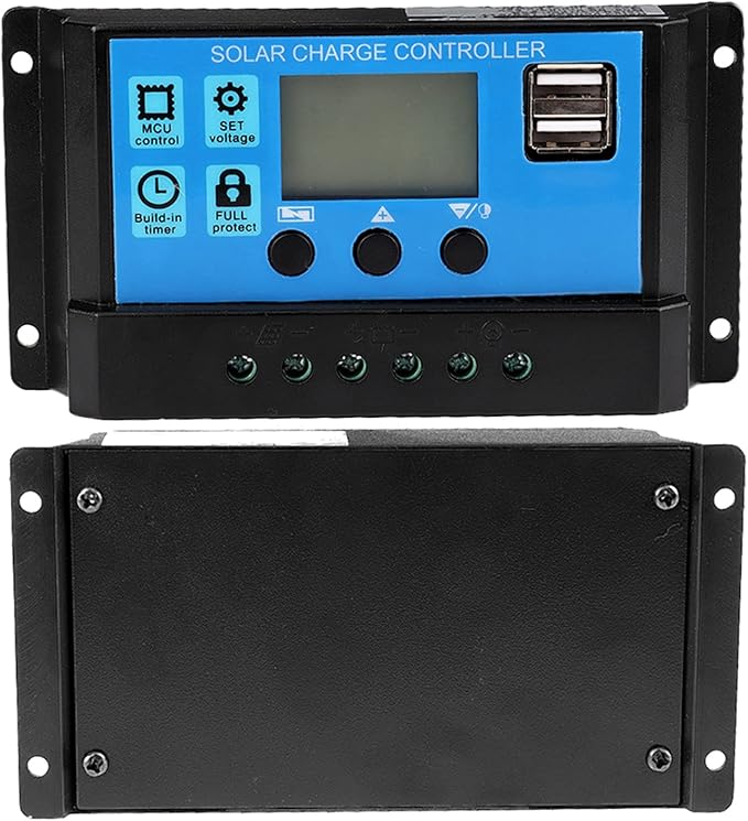 40A PWM Solar Controller for 12V 24V Batteries Auto RVs Off-Grid Systems with LCD Display and Multi-