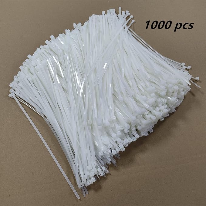 Zip Ties 1000 pcs 12 inch Cable Zip Ties Heavy Duty, Premium Plastic Wire Ties with 50 LBS Tensile Strength, UV Resistant Cable Ties, Self-Locking White Nylon Tie Wraps Straps for Indoor and Outdoor