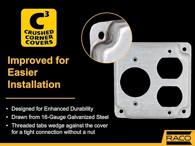 4 in. Square Cover, Exposed Work, Duplex/1.406 in. Dia. Receptacle