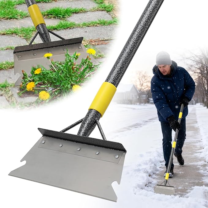 Garden Shovel, Weeding Tool, Multifunctional Garden Cleaning Shovels, 72 Inch Floor Scraper Long Handle, Heavy Duty Metal Flat Spade Shovel for Lawn Edging, Crack Weeder, Ice Chopper, Snow Shovel
