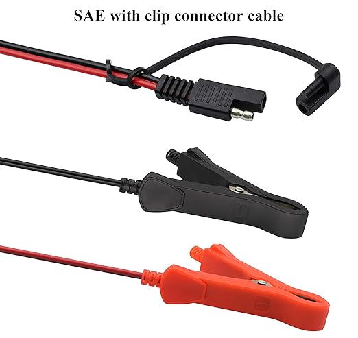 SAE Extension Cable 16 AWG Wire Harness SAE to Battery Alligator Crocodile Clip12V DC Extension Cord with Switch Quick Connect/Disconnect Snap Action Cable(2.4m/7.8ft-Fuseless Box)