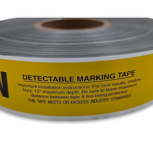 ACE Supply Detectable Underground Gas Line Tape - Detectable Underground Tape - 2 Inch x 1000 Ft Length, 5 Mil - Buried Gas Line Tracer for Utility Marking