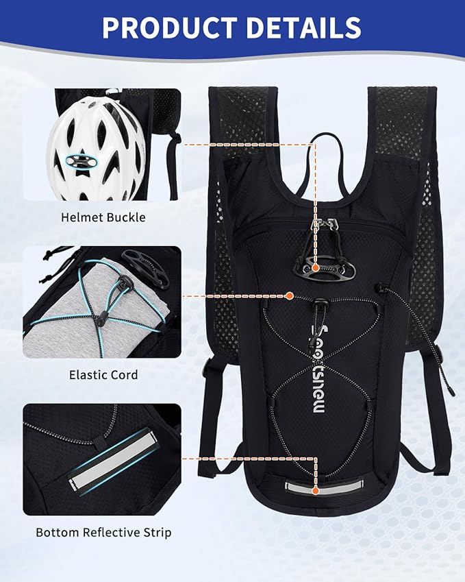 sportsnew Hydration Backpack with 2L Water Bladder, 6L Lightweight Water Backpack for Hiking, Running and Cycling, Hydro Pack for Men Women