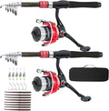 Fishing Pole, 6.9ft 2Pcs Collapsible Fishing Rods Set, Carbon Fiber Fishing Rod, 12 +1 Shielded Bearings Stainless Steel BB Spinning Reels Fishing Carrier Bag for Travel Saltwater Freshwater
