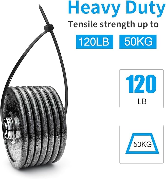 XINGO 10 Inch Blue Zip Ties Heavy Duty 100 Pack, 120 LBS Tensile Strength, Premium Nylon Cable Wire Ties, Self-locking Plastic Ties for Indoor and Outdoor Use
