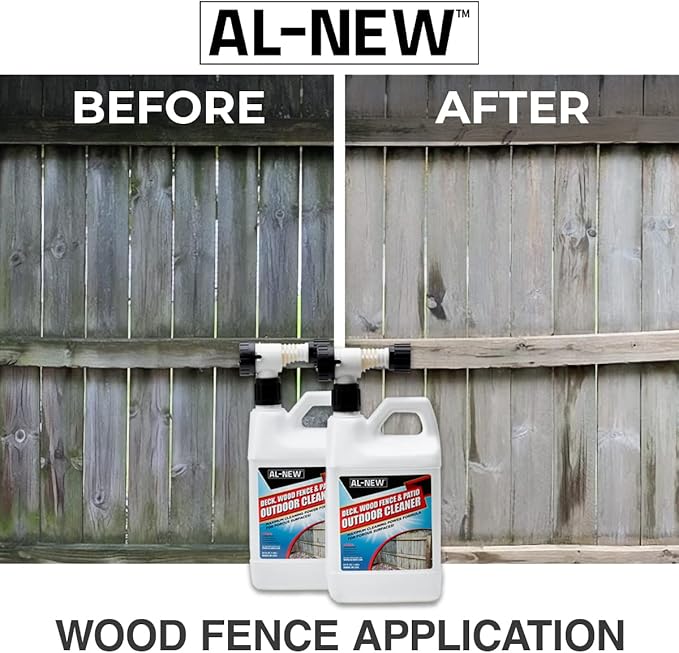 AL-NEW Outdoor Cleaner Combo Pack of 2 | Versatile Outdoor Cleaner Perfect For Use On Vinyl Siding, Composite Decking, Wood Fences, Outdoor Patios, Gutters, & More (Outdoor Cleaner Hose-End Combo Pack)