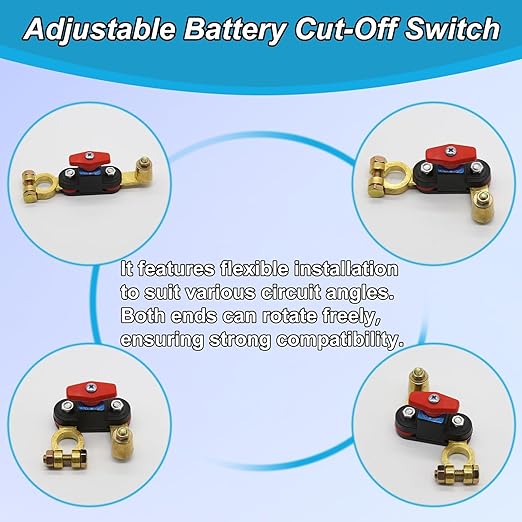 Car Battery Power Cut-Off Switch Breaker, Adjustable Pure Copper Stable Transmission High Conductivity 12v-24v Disconnect Switch Smart for Car Truck Boat Rv Supplies