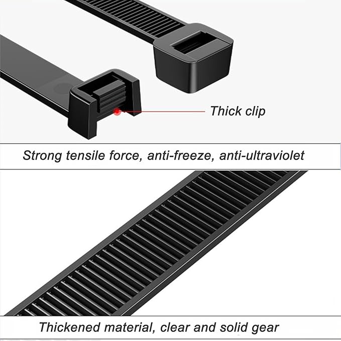 large zip ties 48 inch black cable ties heavy duty outdoor use 12 pieces long plastic tie wraps uv resistant 200 lbs Tensile Strength