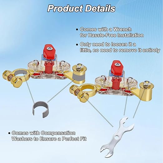 Car Battery Power Cut-Off Switch Breaker, Transparent Pure Copper Stable Transmission 12v-24v Adjustable High Conductivity Disconnect Switch Smart Car Switch for Boat Rv Car Truck SuppliesSupplies
