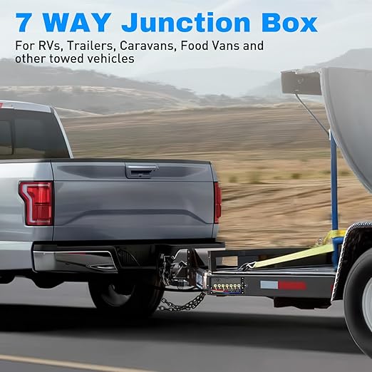 Nilight - 50048R 7 Way Electrical Trailer Junction Box 7 Gang Trailer Wire Connector Junction Box Weatherproof for Rewiring Camper RV Caravans Boat 7 Pole Cable Connection Box,2 Years Warranty