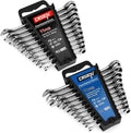 DISEN 22 PCS Ratcheting Wrenches Set, Combination Wrenches Set SAE & Metric Standard, 1/4" to 3/4" and 6-18mm Size, CR-V Steel, 12 Points 72-Teeth