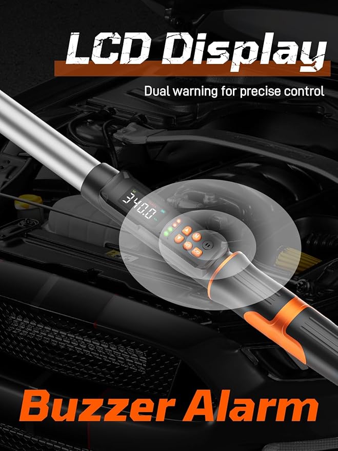 Digital Torque Wrench, 12.54-250.8 Ft.lb /17-340 Nm, 1/2" Drive In Lb Torque Wrench Electronic with Buzzer & LCD Indicator, Torque Wrench Set for Cars Automotive